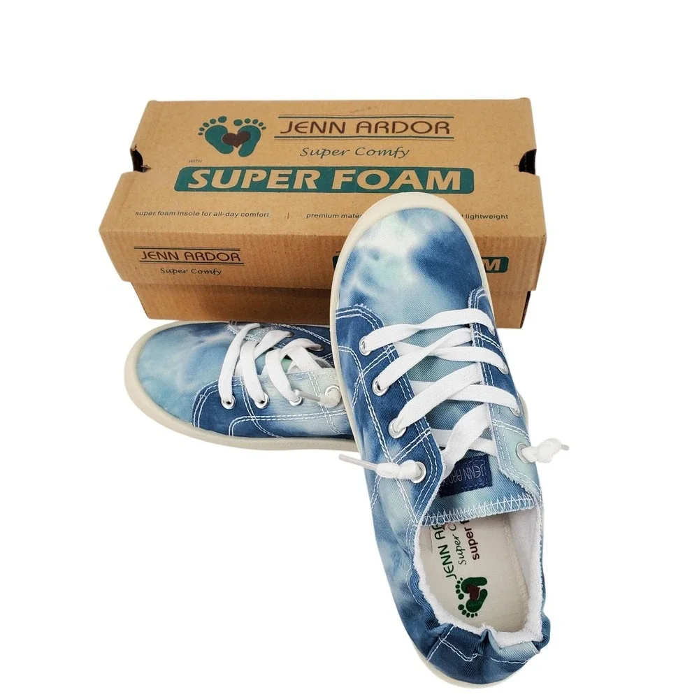 JENN ARDOR‎ Womens Size 8 Low Top Canvas Slip On Sneaker Blue Tie Die New in Box